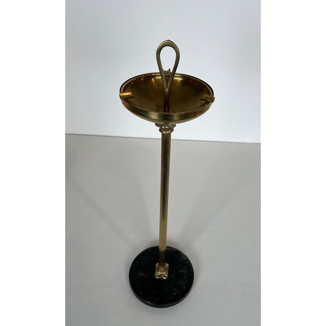 Neoclassical style bronze and brass ashtray on a circular black marble base For Sale - Image 11 of 12