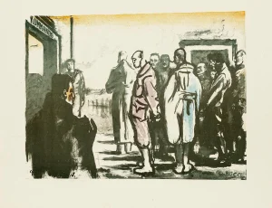 Group of Men - Original Lithograph by Anselmo Bucci - 1918 1918