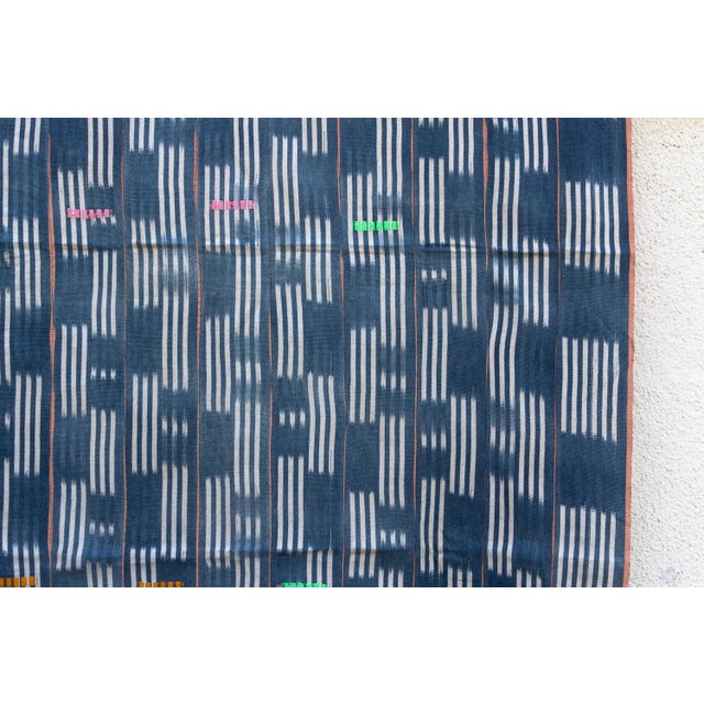 African Vintage Baoule African "River Stripe" Ikat Throw For Sale - Image 3 of 6