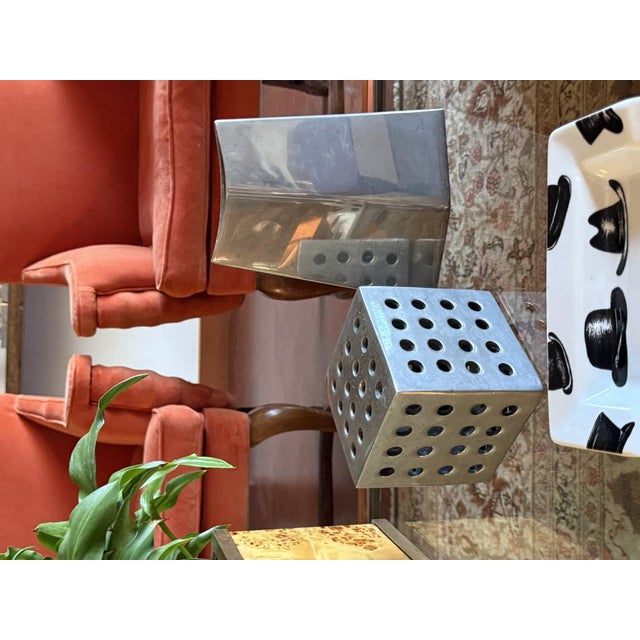 Silver Space Age Metal Die attributed to Danese, Italy, 1960s For Sale - Image 8 of 13