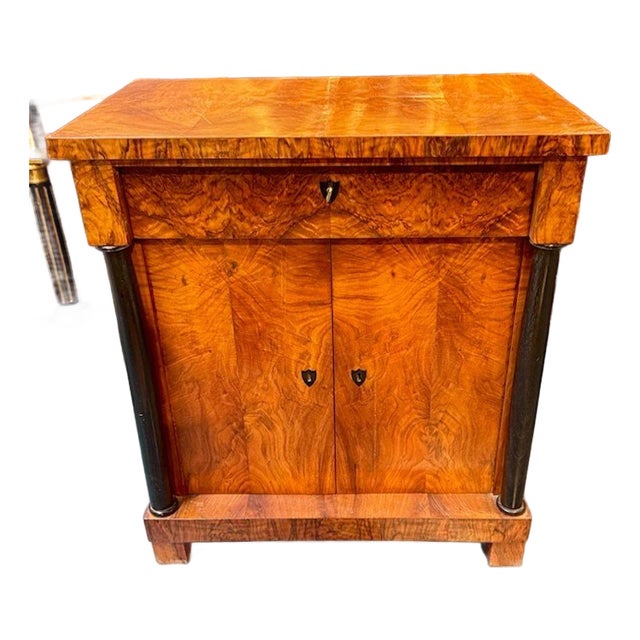 19th Century German Biedermeier Walnut and Ebony Cabinet For Sale