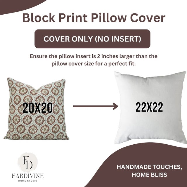 Not Yet Made - Made To Order Fabdivine Handcrafted Block Print Cushion Cover 14x14 Inch Viscose Linen-Charkha For Sale - Image 5 of 5