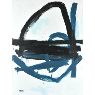 Robbie Kemper "Black and Blue Gray Loops" Abstract Expressionist Acrylic Painting For Sale