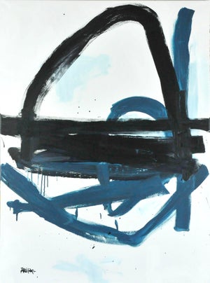 Robbie Kemper "Black and Blue Gray Loops" Abstract Expressionist Acrylic Painting