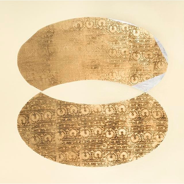 Rebecca Koury "Tapestry of the Halos" Gold Interlocking Halo Contemporary Abstract Painting, Acrylic and Mixed Media on Canvas, Carmel California Art For Sale