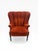 Late 20th Century Rust Channel-Tufted Wingback Accent Chair With Carved Wood Legs For Sale - Image 4 of 10