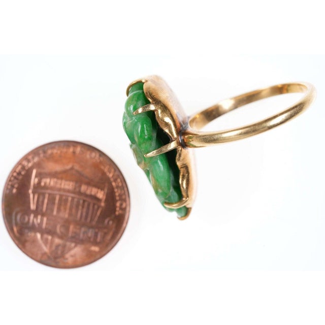 Chinese sz7 Antique Chinese 18k gold Jadeite ring For Sale - Image 3 of 7