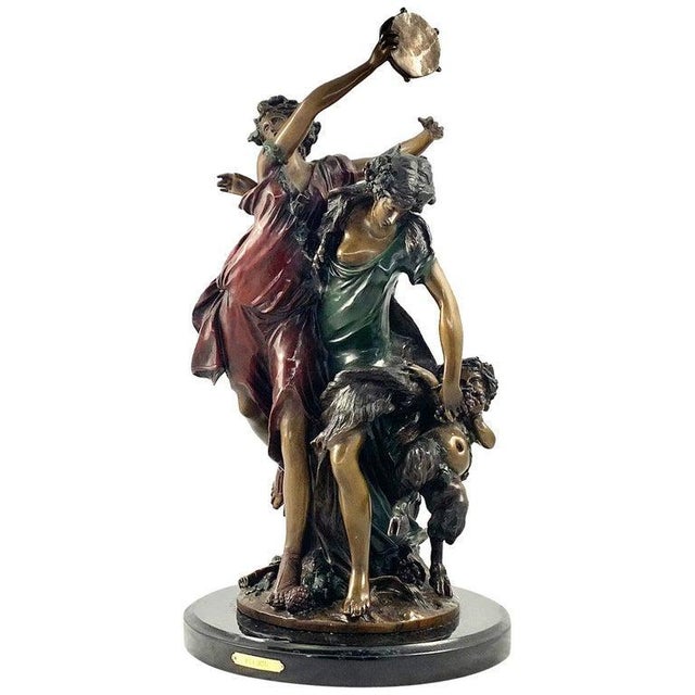 Large 20th Century French Bronze of Dancing Figures with Tambourine For Sale - Image 8 of 8