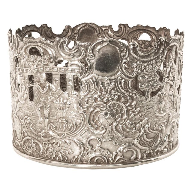 Antique American Sterling Silver Wine Bottle Decanter Coaster Cuff New York 1915 For Sale - Image 11 of 17