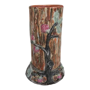 Weller Vase Warwick Art Pottery Tree Trunk Floral Collectible Large Vase