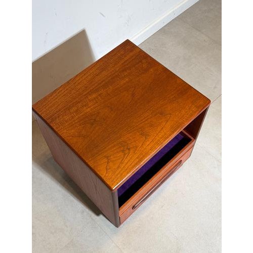 Original G-Plan Fresco nightstand crafted in beautifully grained teak, a classic example of British mid-century modern...