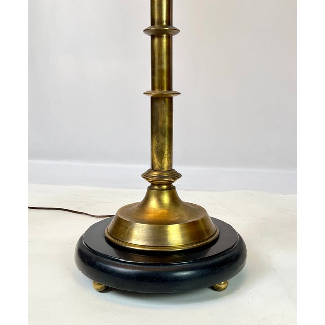 Mid 20th Century Neoclassical 10-Light Brass Candelabra Floor Lamps With Shades - a Pair For Sale - Image 6 of 17