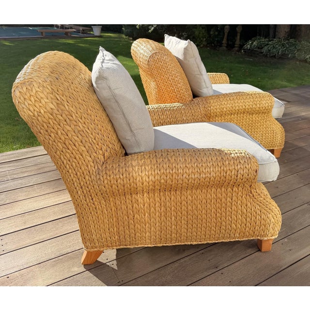Brown Pair of Original Ralph Lauren Woven Lounge Chairs For Sale - Image 8 of 16