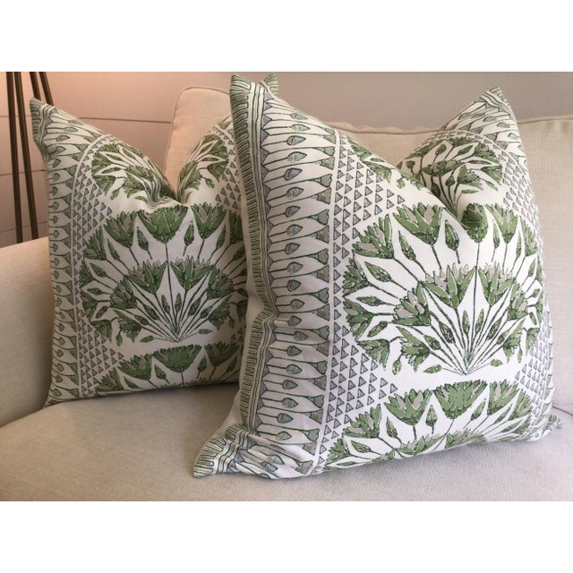 Not Yet Made - Made To Order Thibaut “Cairo” in Green Plush Down-Filled Complete 20" Pillow - A Pair For Sale - Image 5 of 7