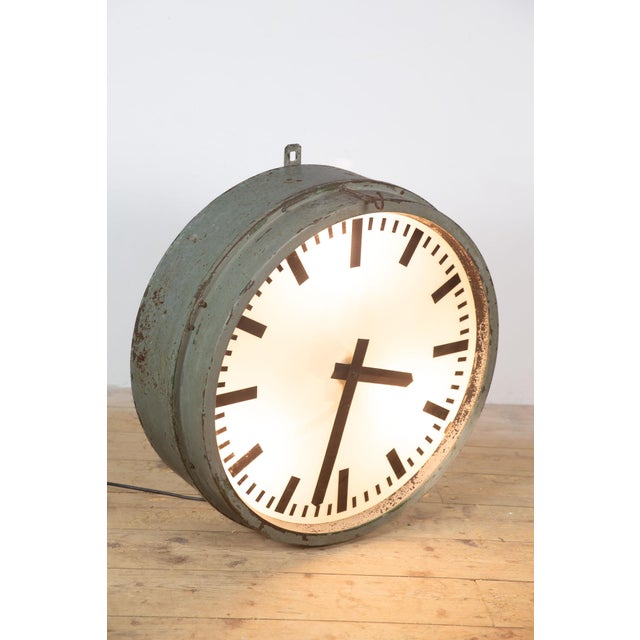 Large Station Wall Clock with Lights, 1950s For Sale - Image 6 of 9