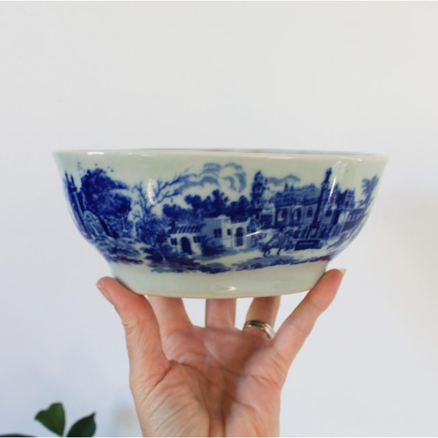 Blue Vintage Victoria Ware Ironstone Flow Blue Bowl or Butter/Pudding Mold For Sale - Image 8 of 9