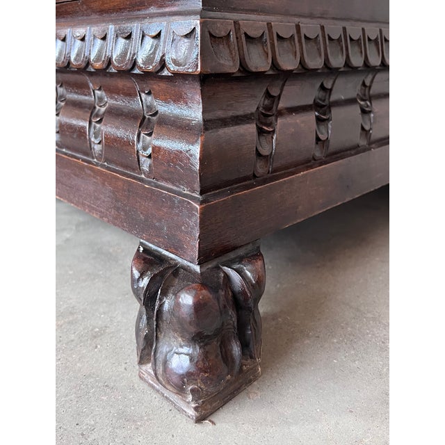 Wood 19th Century Italian Carved Cassone Trunk With Original Hardware For Sale - Image 7 of 13