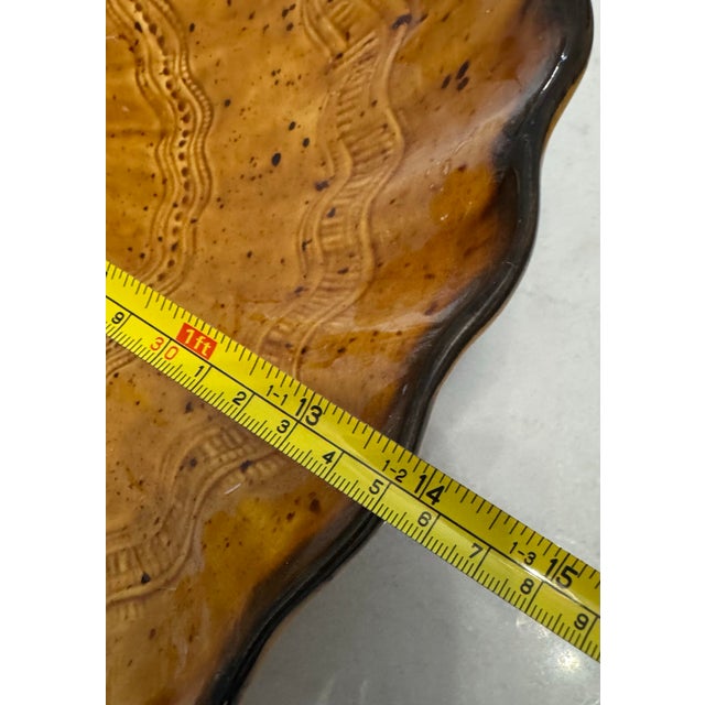 Coastal Vintage Majolica Coastal Scallop Shell Centerpiece Bowl With Figural Fish Feet For Sale - Image 3 of 10