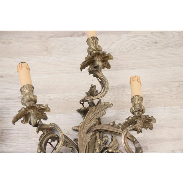 Antique Golden Bronze Sconces, Set of 2 For Sale - Image 4 of 11