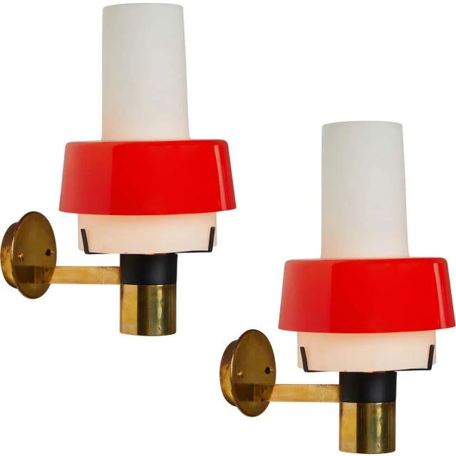 1950s Stilnovo Model 2079/1 Brass and Glass Sconces With Original Labels - a Pair For Sale - Image 13 of 13