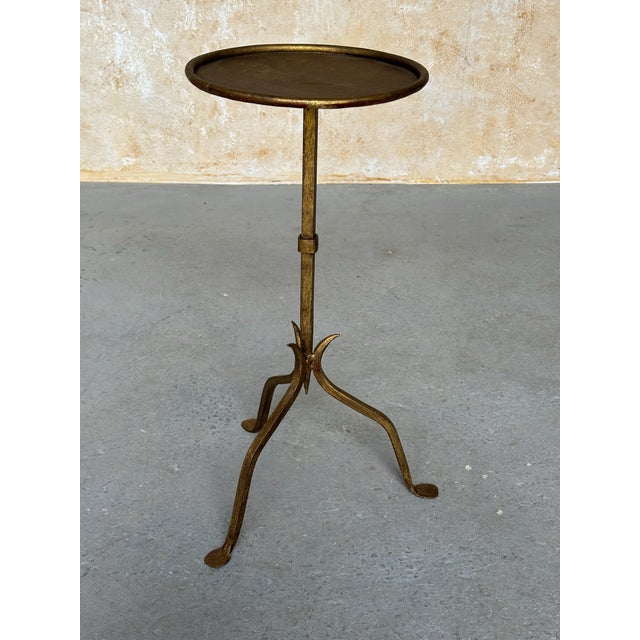 2020s Spanish Gilt Iron Drinks Table With Pointed Stem and Tripod Base, 1950s For Sale - Image 5 of 10