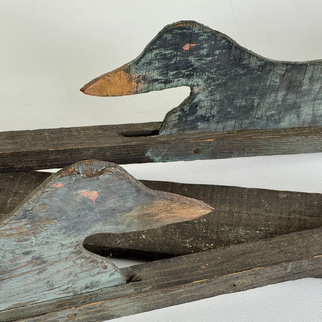Unidentified Primitive Folk Art Wooden Pair of Painted Duck Decoys Creation For Sale - Image 12 of 15