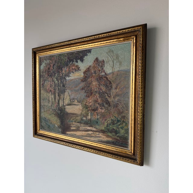 1920s Maurice Braun (1877–1941) “Autumn Glow” Impressionist Landscape Oil on Canvas Painting For Sale - Image 5 of 12