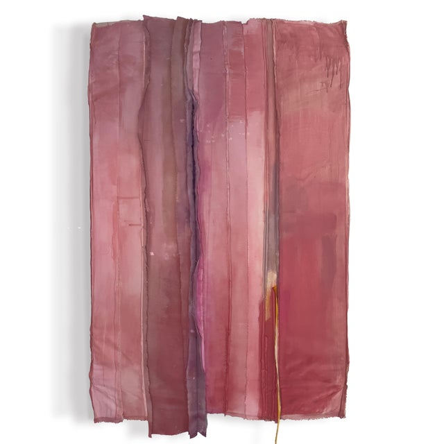 Surplus canvas and fabrics are sewn together and stretched over reused wood stretcher bars and then embellished with...