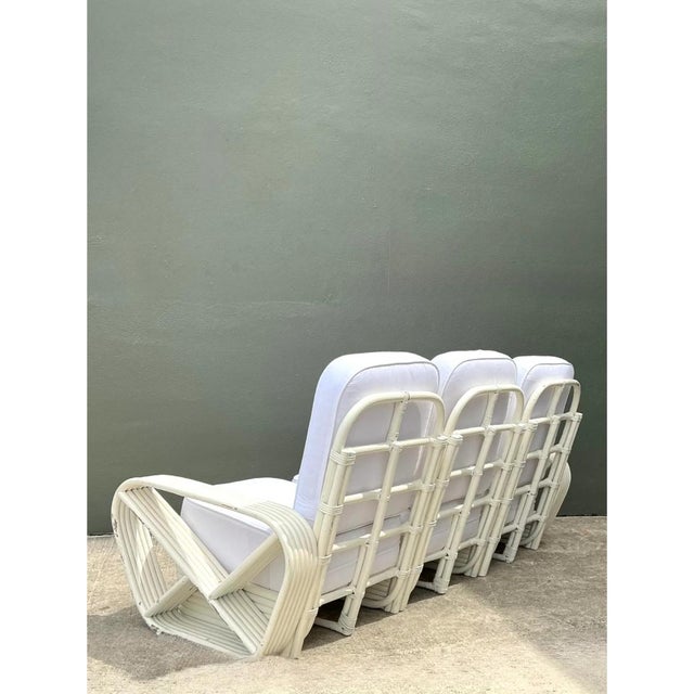 Paul Frankl Vintage Paul Frankl Six Strand White Rattan Sofa For Sale - Image 4 of 12