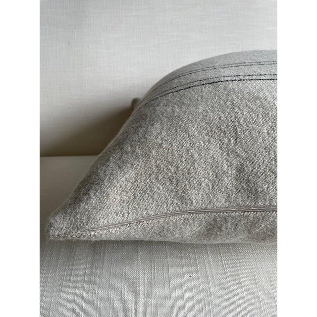 Belgian Linen and Wool Oversize Pillow Cover in Oatmeal and Coal With Insert For Sale - Image 4 of 6
