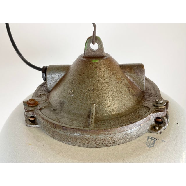 Industrial Factory Pendant Lamp in Cast Iron and Grey Enamel from Zaos, 1960s For Sale - Image 6 of 16