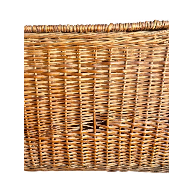 Antique English Wicker Storage Trunk Chest With Hinged Lid | Early 20th Century For Sale - Image 4 of 18