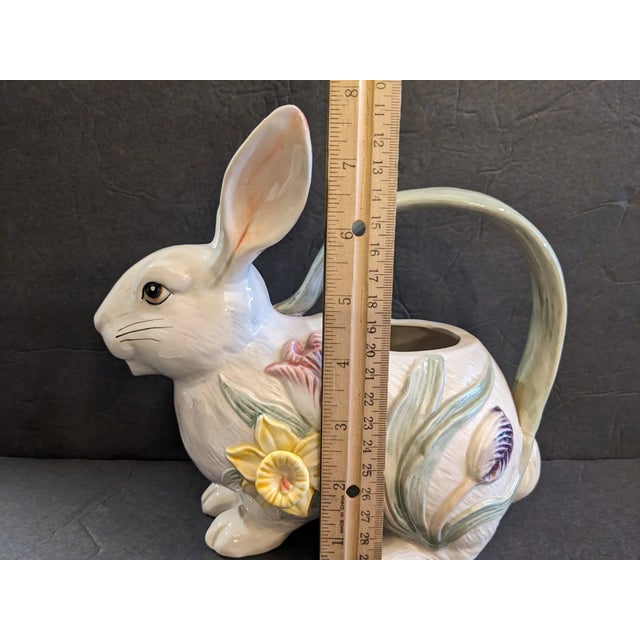 Vintage Mid-Century Modern Fitz and Floyd Large Easter Rabbit Bunny Teapot W/ Lid For Sale In Phoenix - Image 6 of 10