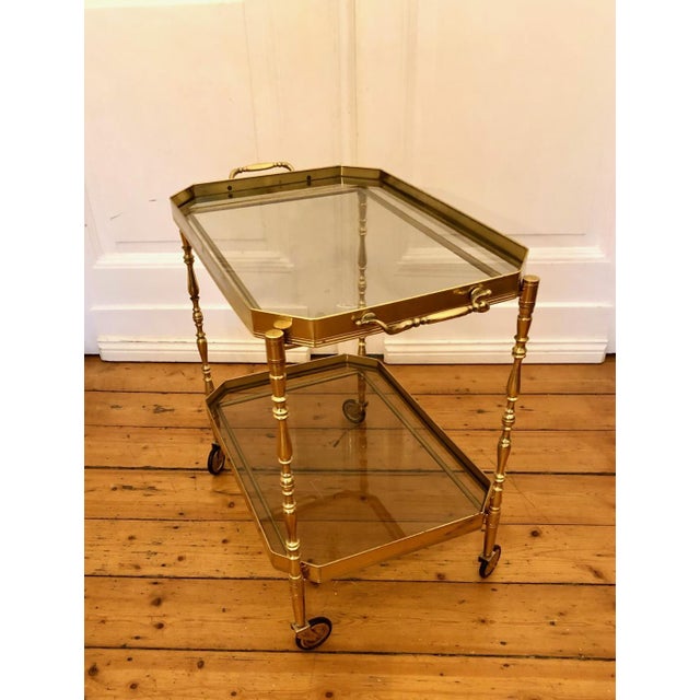 Hollywood Regency Bar Cart in Brass, 1960s For Sale - Image 10 of 12