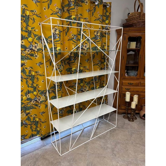 Tonin Casa “Naviglio” Italian Modern White Metal and Glass Bookcase For Sale - Image 4 of 9