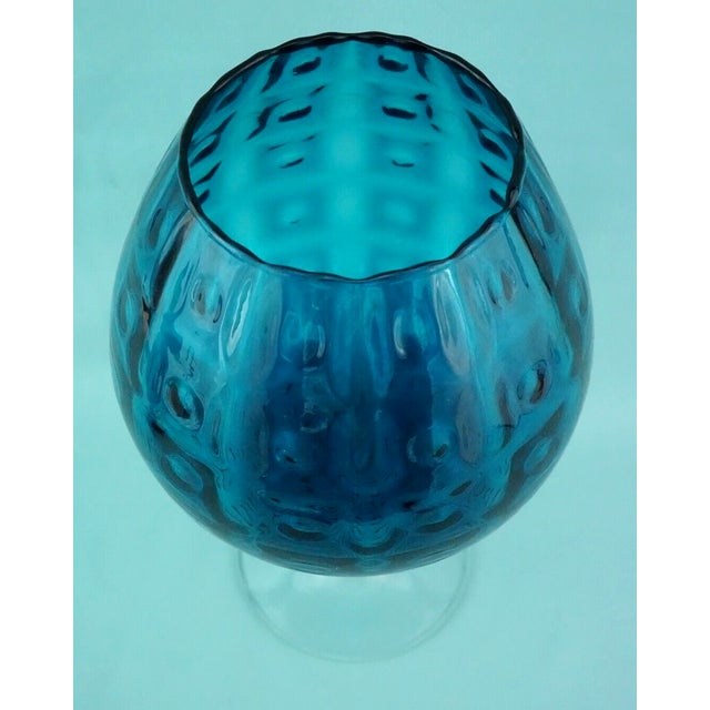 Large Vintage Blue Glass Cup Vase, 1970s For Sale - Image 9 of 18