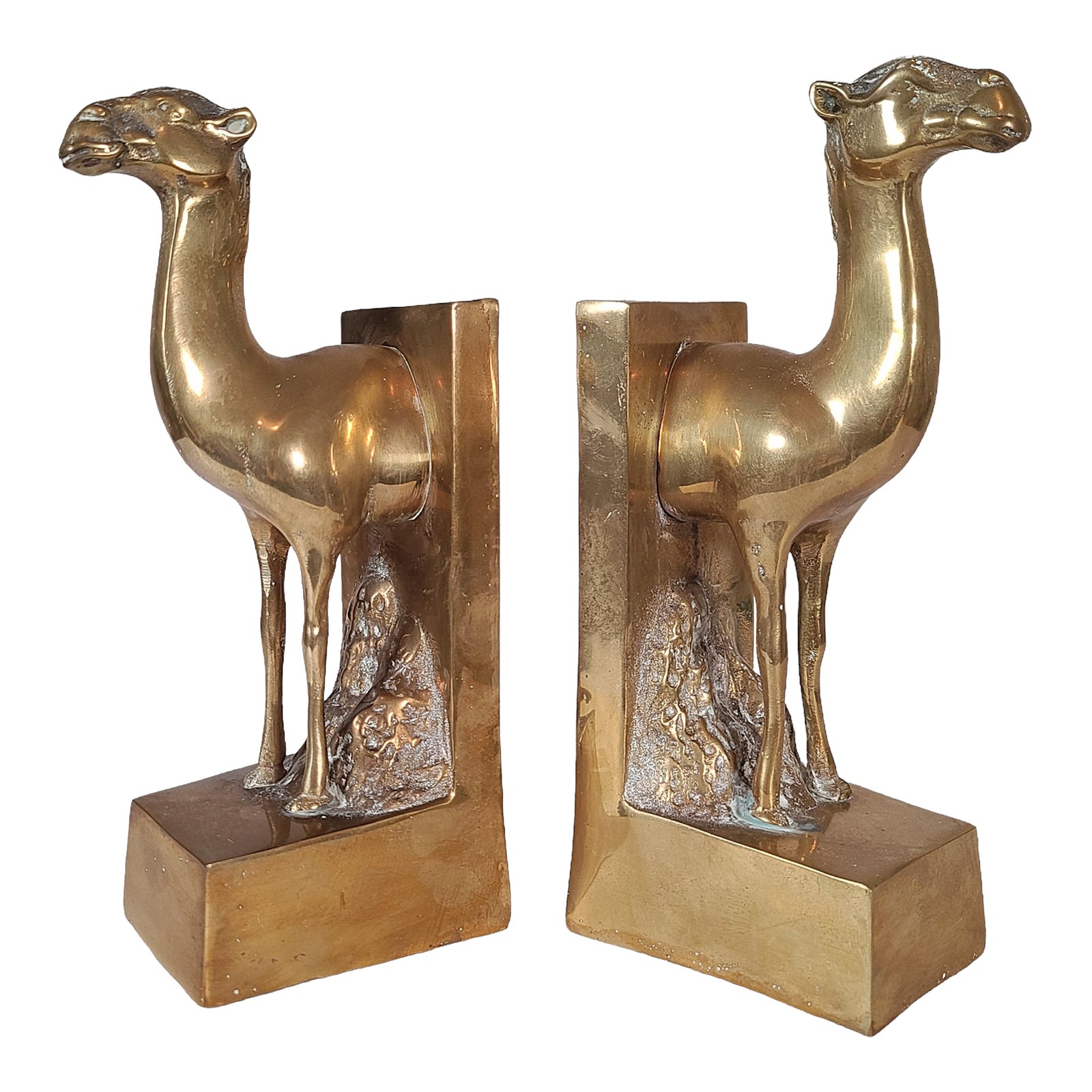 Art Deco Influenced Brass Camel Bookends by Dolbi Cashier Chairish