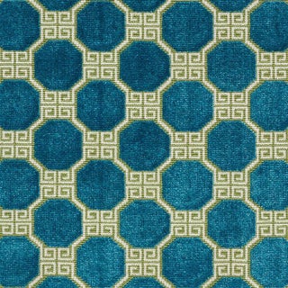 Schumacher Octavia Velvet Fabric in Peacock For Sale