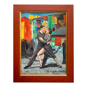 Painting Argentina Tango in Buenos Aires Signed & Dated 1999 Vintage Art Decor