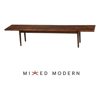 1960s Refinished Drexel Declaration Walnut 75” Coffee Table by Kipp Stewart For Sale