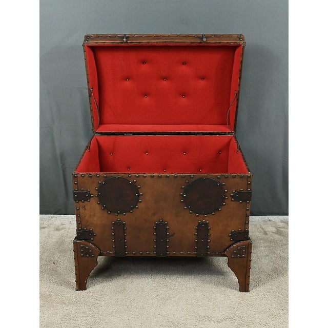 Vintage Studded Leather Trunk, 1950 For Sale - Image 3 of 18