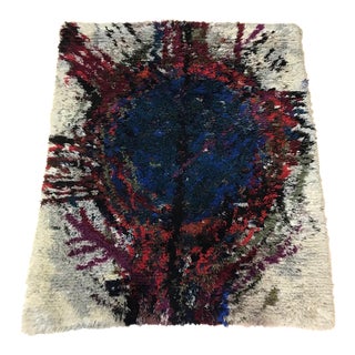 Finnish Handwoven Long Pile Rug by Reino Koski For Sale