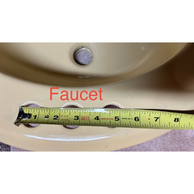 Ceramic Vintage Butter Yellow Porcelain Drop in Bathroom Sink For Sale - Image 7 of 12