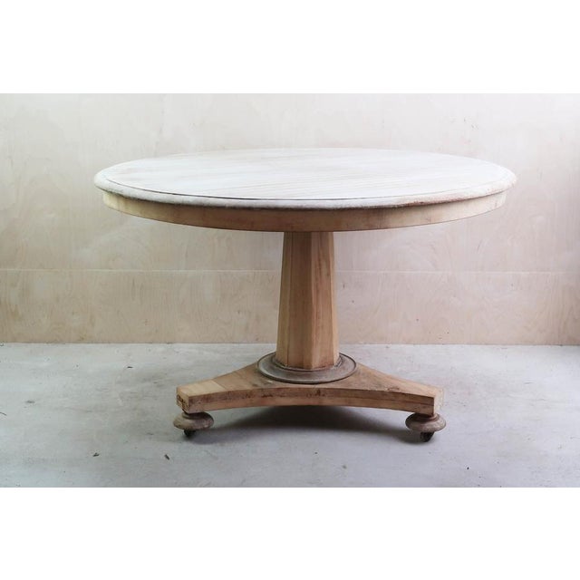 Wood Large Antique Round Bleached Table, 1835 For Sale - Image 7 of 9