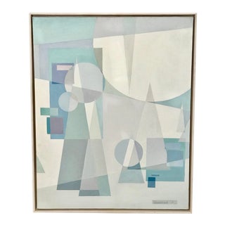 Original Mid Century German Cubist Painting, Signed by Artist 1971 For Sale