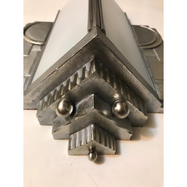 Geometric French Art Deco Wall Sconces - a Pair For Sale In New York - Image 6 of 11