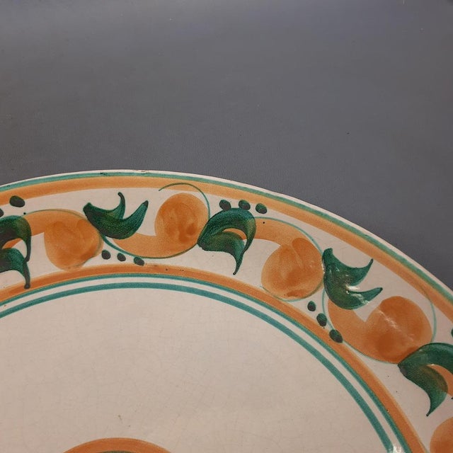 Large Vintage Caltagirone Majolica Hand-Painted Hanging Plate, 1960s For Sale - Image 7 of 12