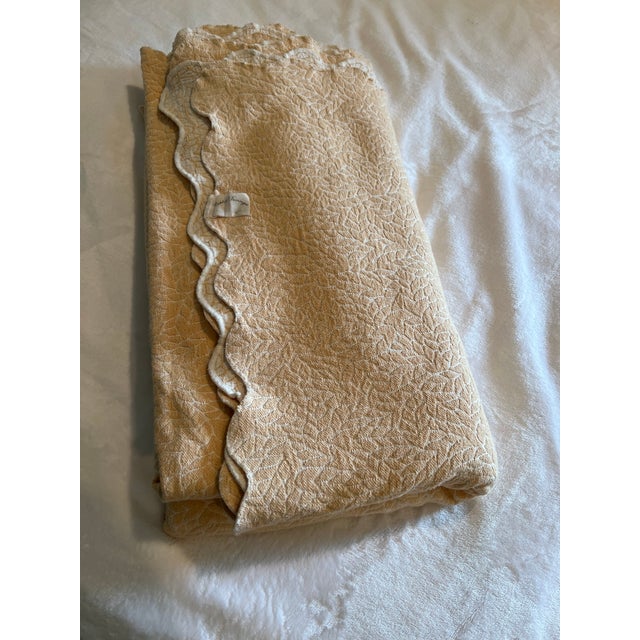 Portuguese Colchas Domingos Heavyweight Cotton Matelassé Oversized Queen Coverlet | Soft Buttercream For Sale - Image 11 of 13