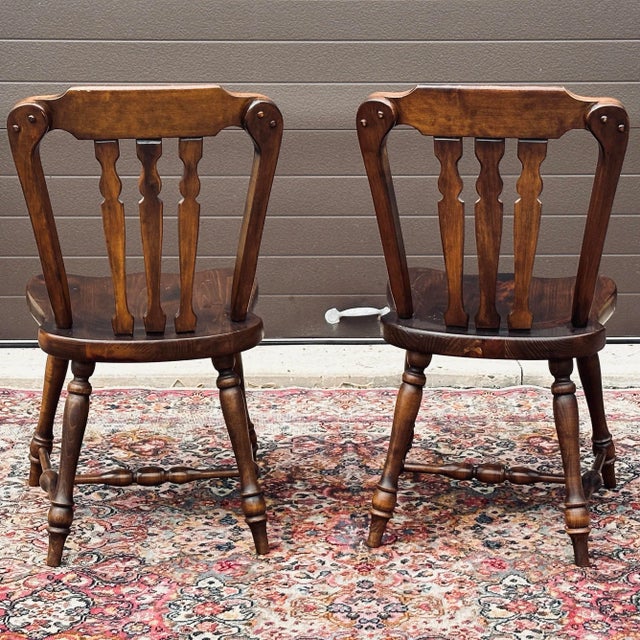 American Vintage Ethan Allen Old Tavern Antiqued Pine Country Dining Side Chairs 12-6031 - a Pair For Sale - Image 3 of 13