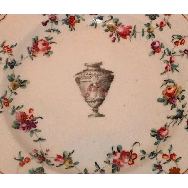 English 1770 English Chelsea Derby Porcelain Urn Design Plate For Sale - Image 3 of 6